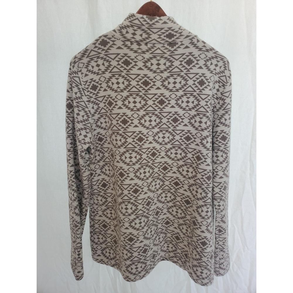 Duluth Trading Co Coolmax Mock Neck Top XL Southwestern Geometric Tan Cream - Picture 2 of 6